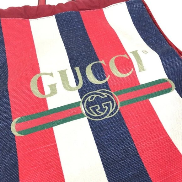 GUCCI 473872 Tricolor Knapsack 2-Way Bag Hand Bag Tote Bag Backpack - Picture 11 of 15